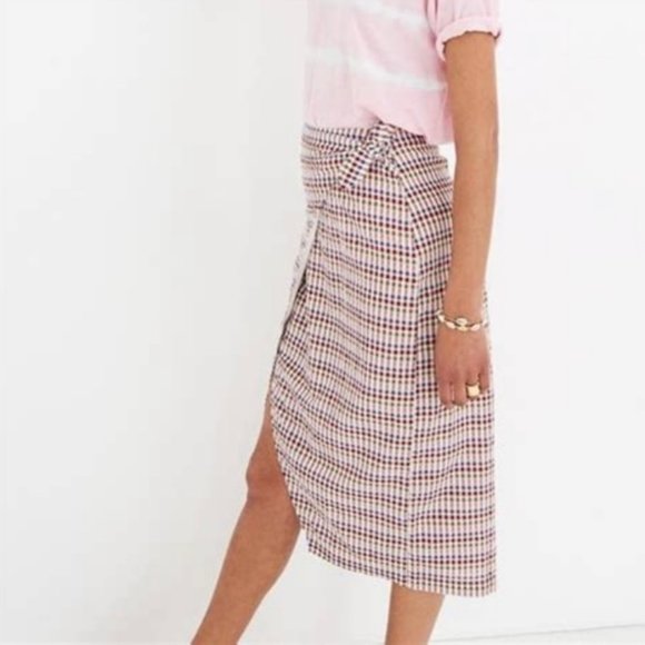 Madewell Sarong Midi Skirt in Rainbow Gingham, size 6 - Picture 2 of 12
